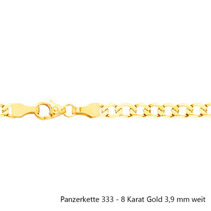 Goldkette Echt 333 - 8 Karat Panzerkette Gold Halskette - Damenkette und Herrenkette Made in Germany