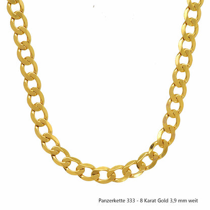 Goldkette Echt 333 - 8 Karat Panzerkette Gold Halskette - Damenkette und Herrenkette Made in Germany