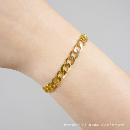 Goldkette Echt 333 - 8 Karat Panzerkette Gold Halskette - Damenkette und Herrenkette Made in Germany