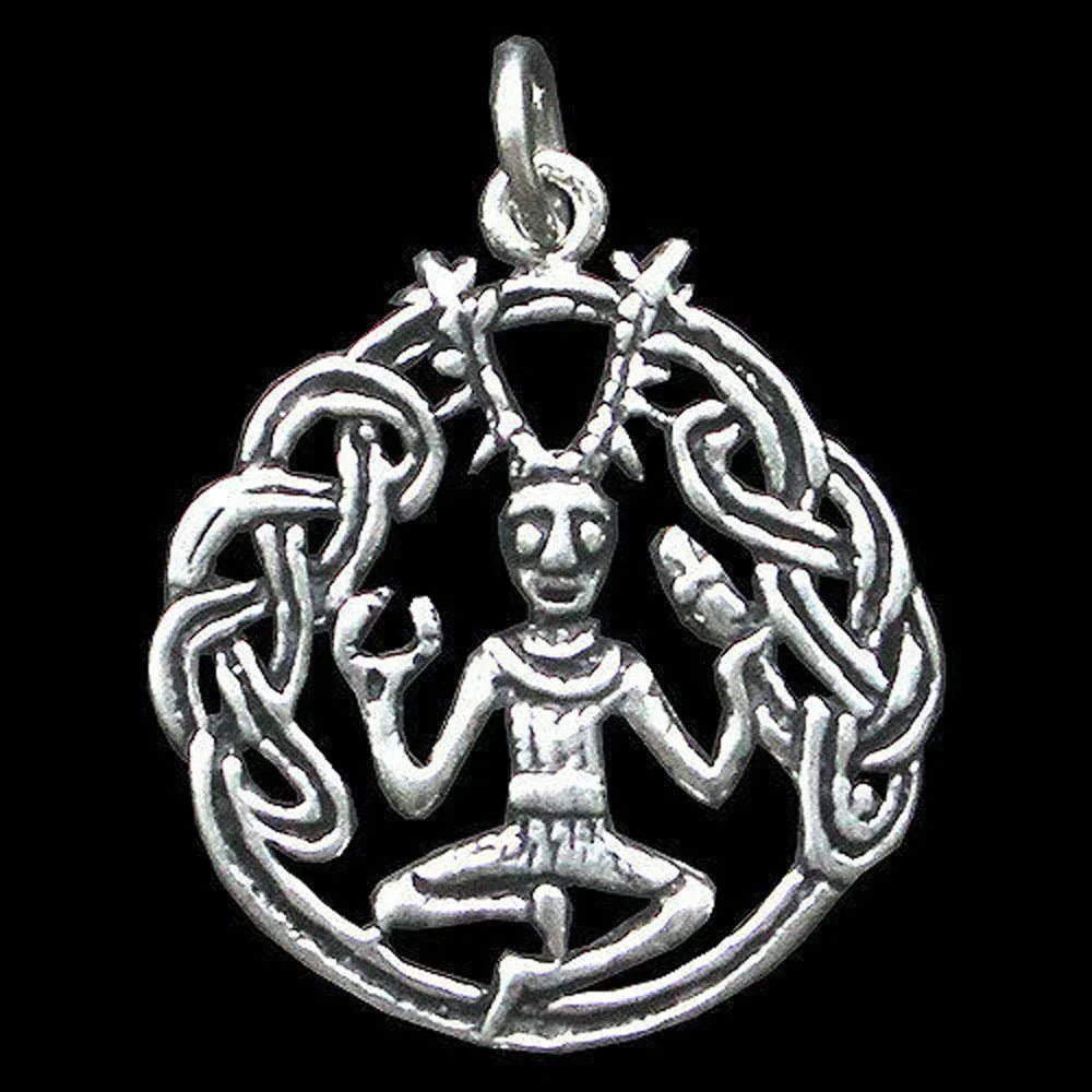Anhänger Keltischer Cernunnos Waldgott Britisch 925er Silber mittel 36x26mm