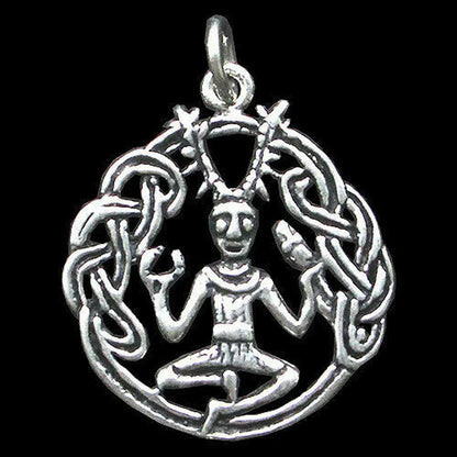 Anhänger Keltischer Cernunnos Waldgott Britisch 925er Silber mittel 36x26mm