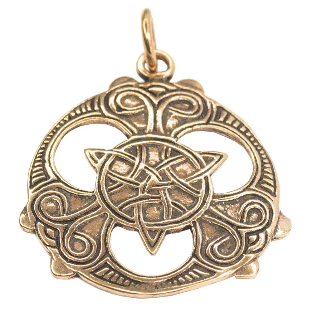 Anhänger Triade mit keltischen Mustern Bronze Schmuck - Keltische Knoten - 46x35mm