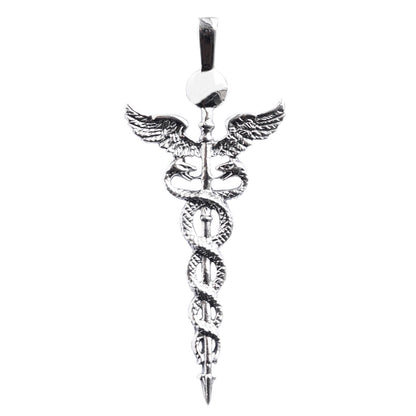 Stab der Heilung groß Anhänger 925er Silber 72x31mm Äskulapstab Medizin Schmuck