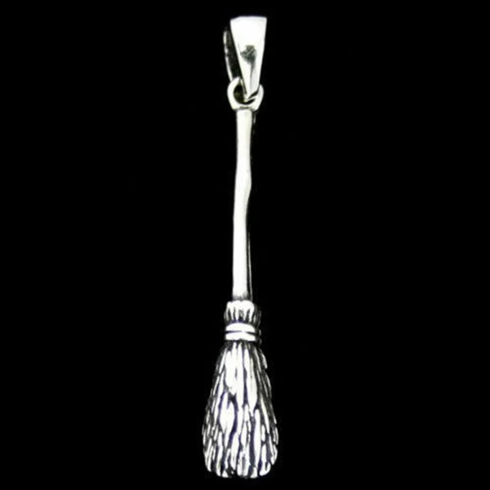 Flugbesen Hexenbesen Anhänger Schmuck 925er Silber 6x38mm