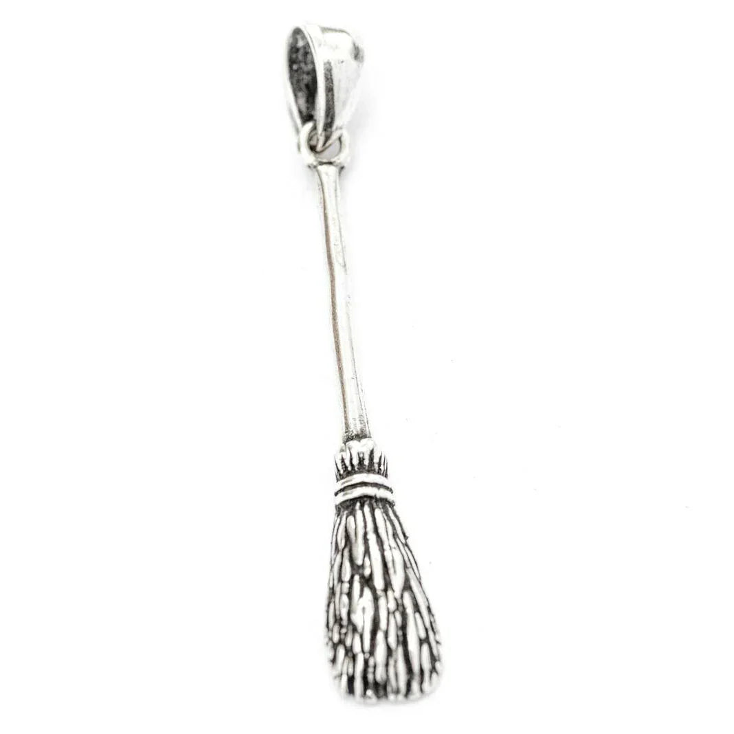 Flugbesen Hexenbesen Anhänger Schmuck 925er Silber 6x38mm