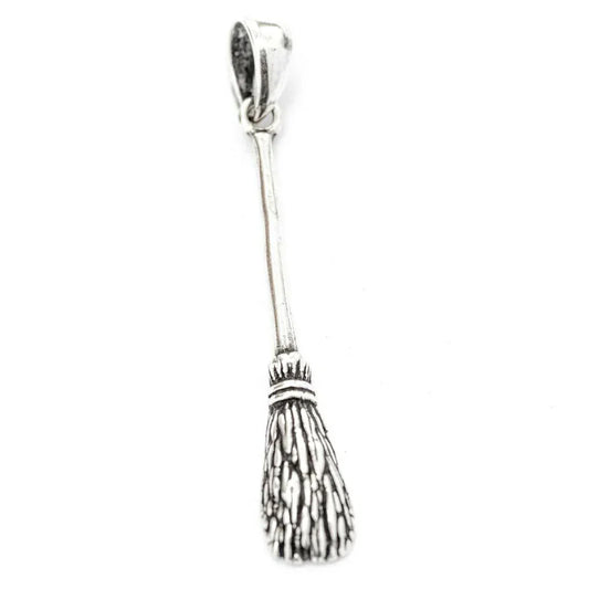 Flugbesen Hexenbesen Anhänger Schmuck 925er Silber 6x38mm