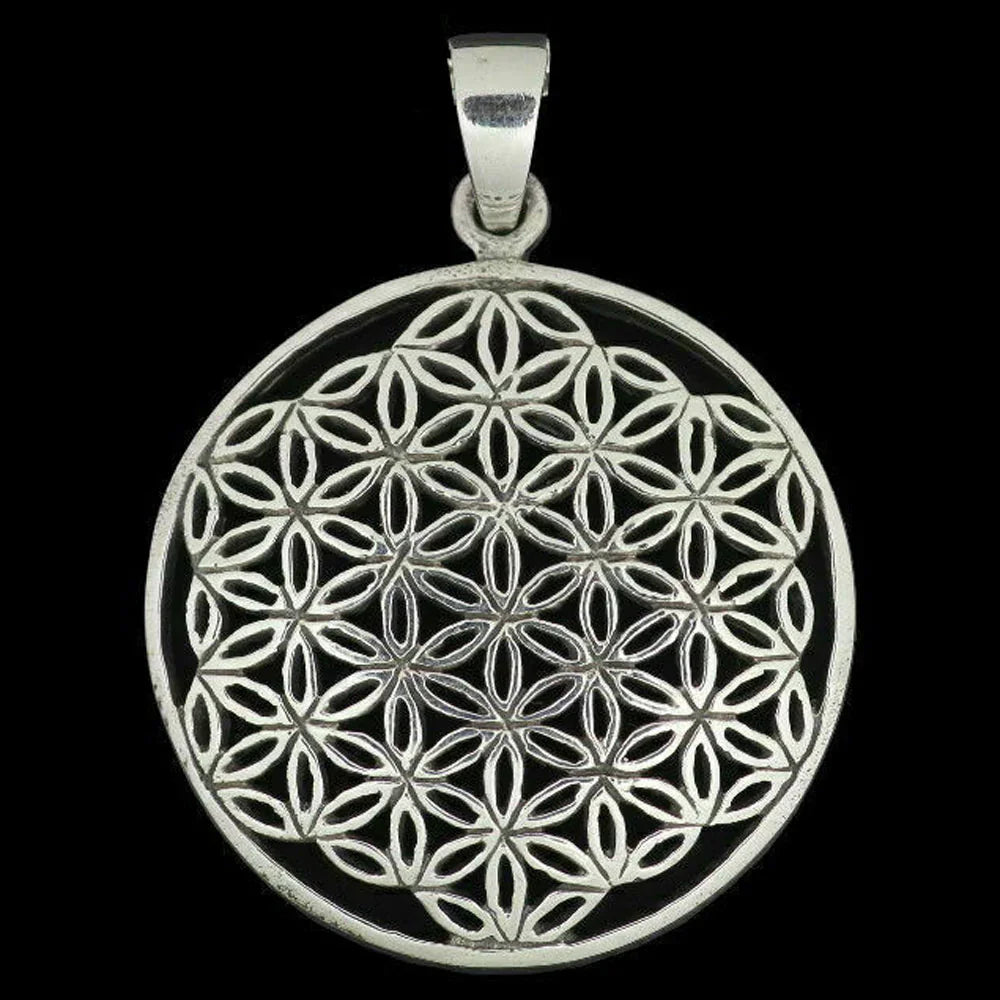 Blume des Lebens Anhänger 925 Silber mit ohne Erbskette oder Lederband
