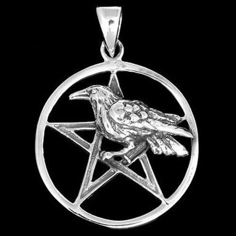 Rabenpentagramm Schmuck Anhänger 925er Silber - Pentagramm - 30x22mm