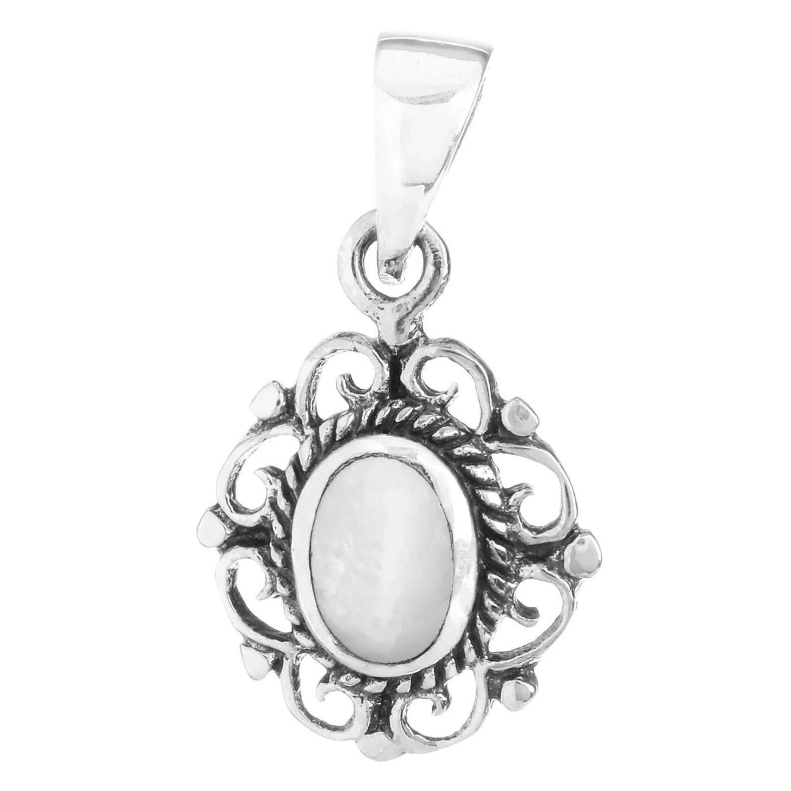 Anhänger mit weißem Perlmutt klein Schmuck 925er Silber