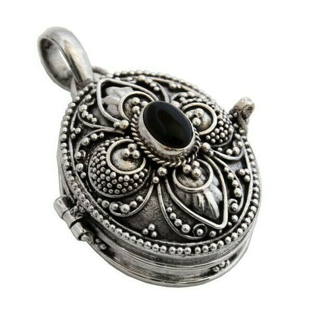 Medaillon mit Onyx Schmuck Anhänger 925er Silber