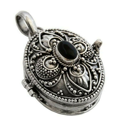 Medaillon mit Onyx Schmuck Anhänger 925er Silber