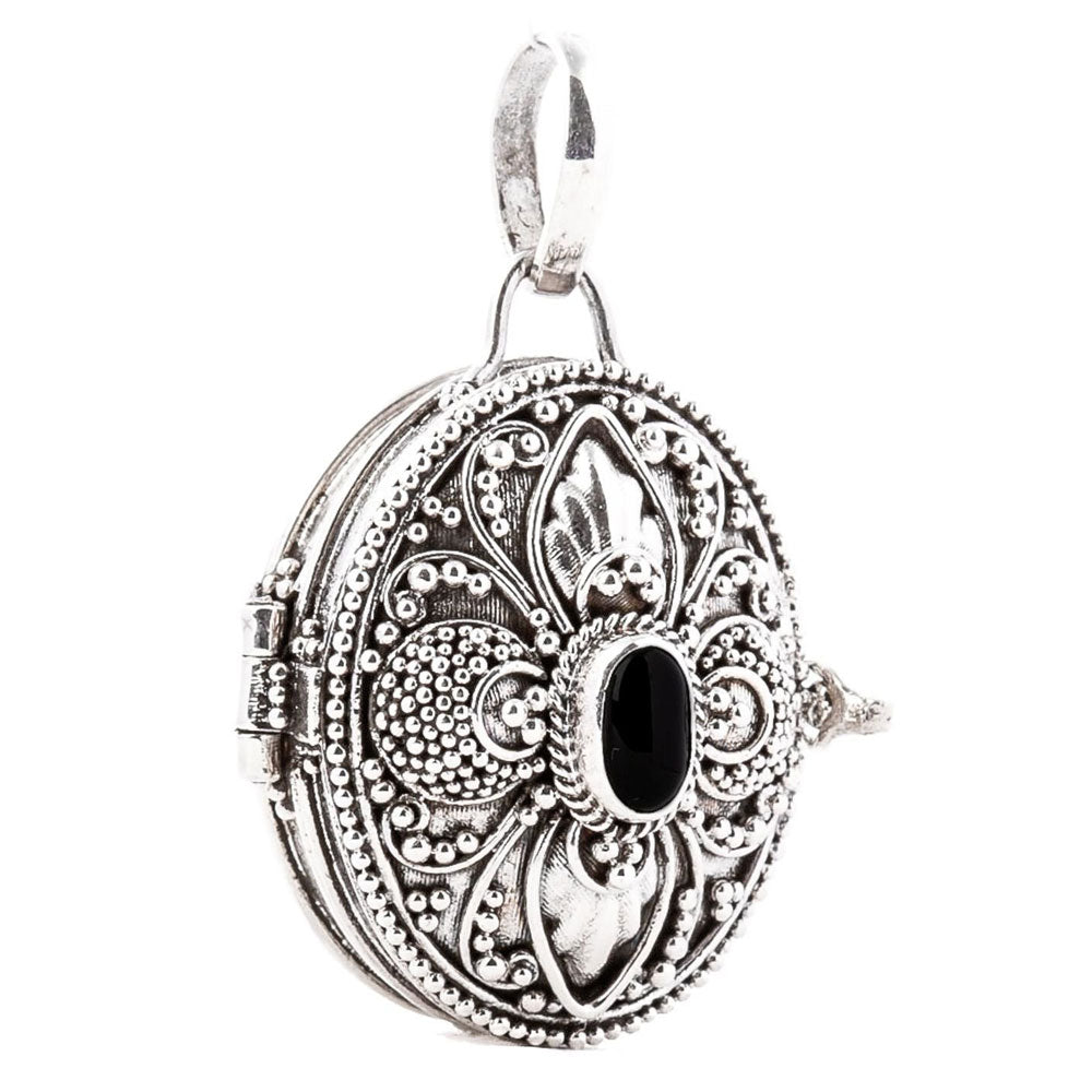 Medaillon mit Onyx Schmuck Anhänger 925er Silber
