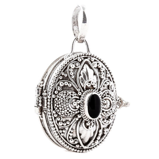 Medaillon mit Onyx Schmuck Anhänger 925er Silber