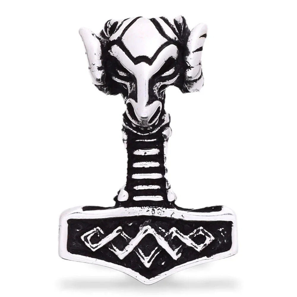 Widderhammer Schmuck Anhänger 925er Silber - Thorhammer - 38x22mm