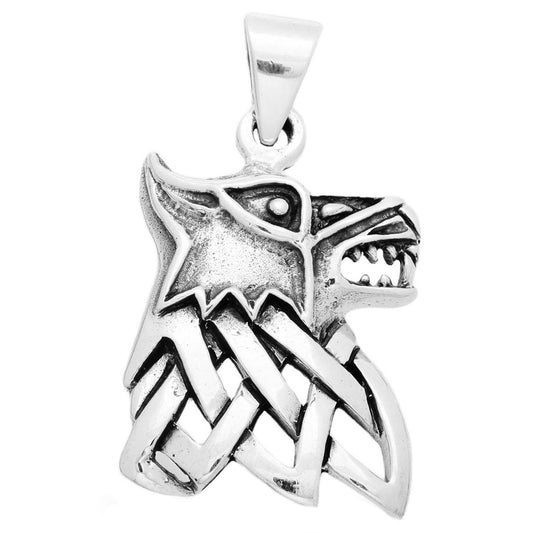 Fenris Wolf Schmuck Anhänger 925er Silber - Wolf Hund - 36x21mm