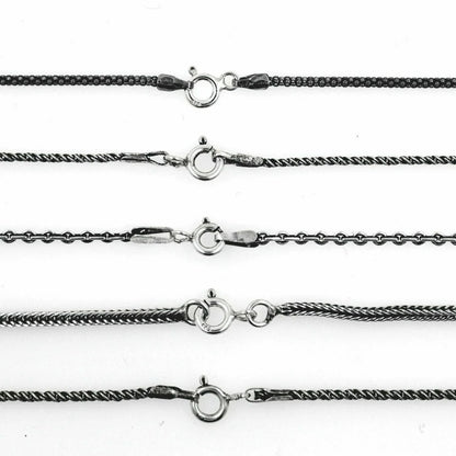 Dunkle Silberketten Mittelalter 925 Silber  Kette Halskette fein-m