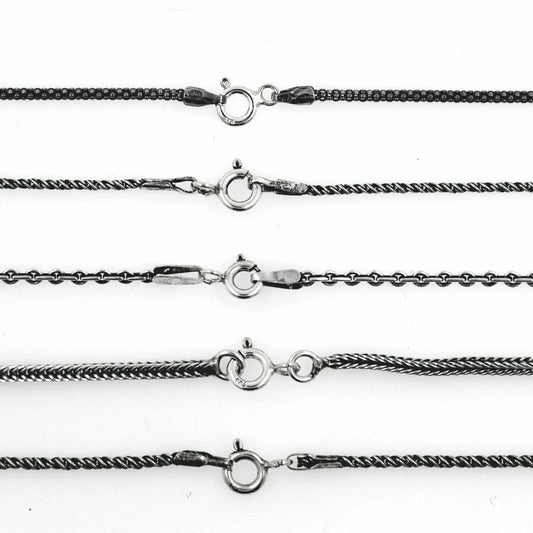Dunkle Silberketten Mittelalter 925 Silber  Kette Halskette fein-m
