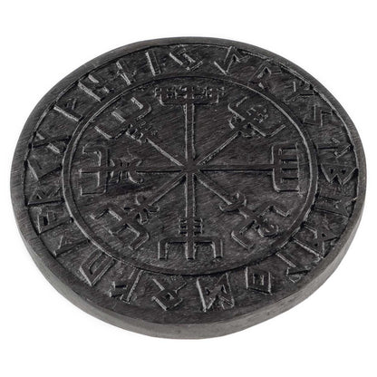 Wandschmuck Wandbild Wikinger Kompass schwarz geschnitztes Ornament Holzbild