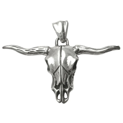 Büffelschädel sehr groß Schmuck Anhänger 925er Silber 55x38mm