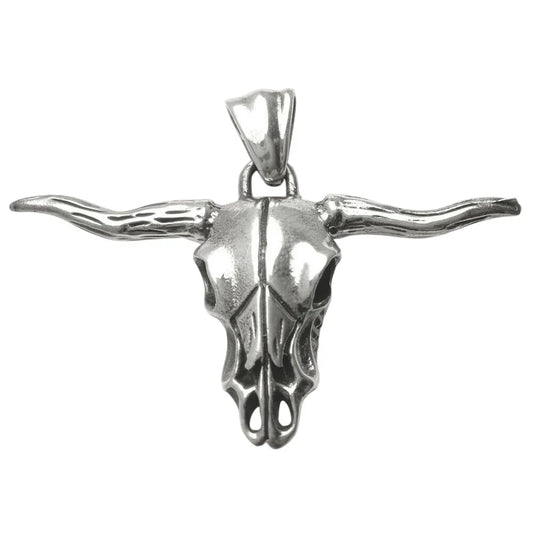 Büffelschädel sehr groß Schmuck Anhänger 925er Silber 55x38mm