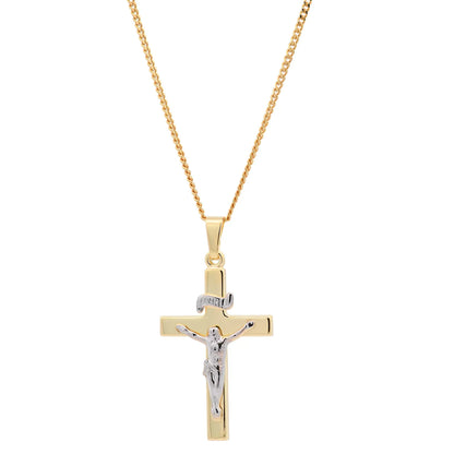 Anhänger Kreuz Korpus   585 Gold  mit vergoldeter Silberkette