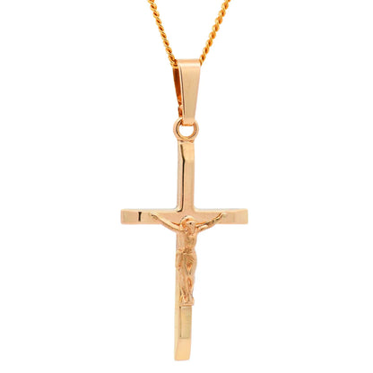 Anhänger Kreuz Korpus   375 - 9 Karat Gold mit vergoldeter Silberkette