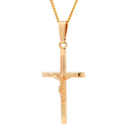 Anhänger Kreuz Korpus   375 - 9 Karat Gold mit vergoldeter Silberkette