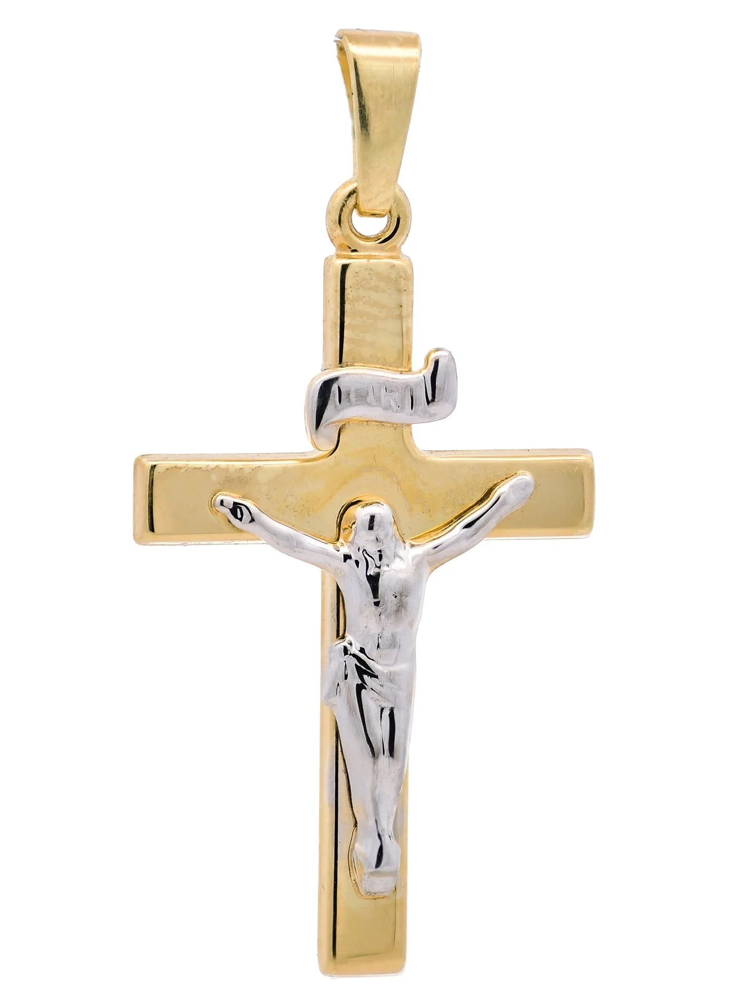 Anhänger Kreuz Korpus   333 Gold  mit vergoldeter Silberkette