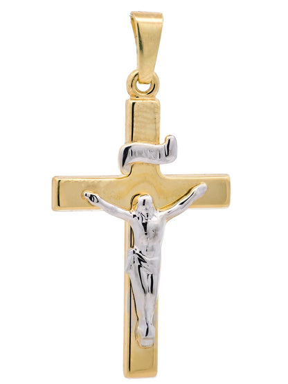 Anhänger Kreuz Korpus   333 Gold  mit vergoldeter Silberkette