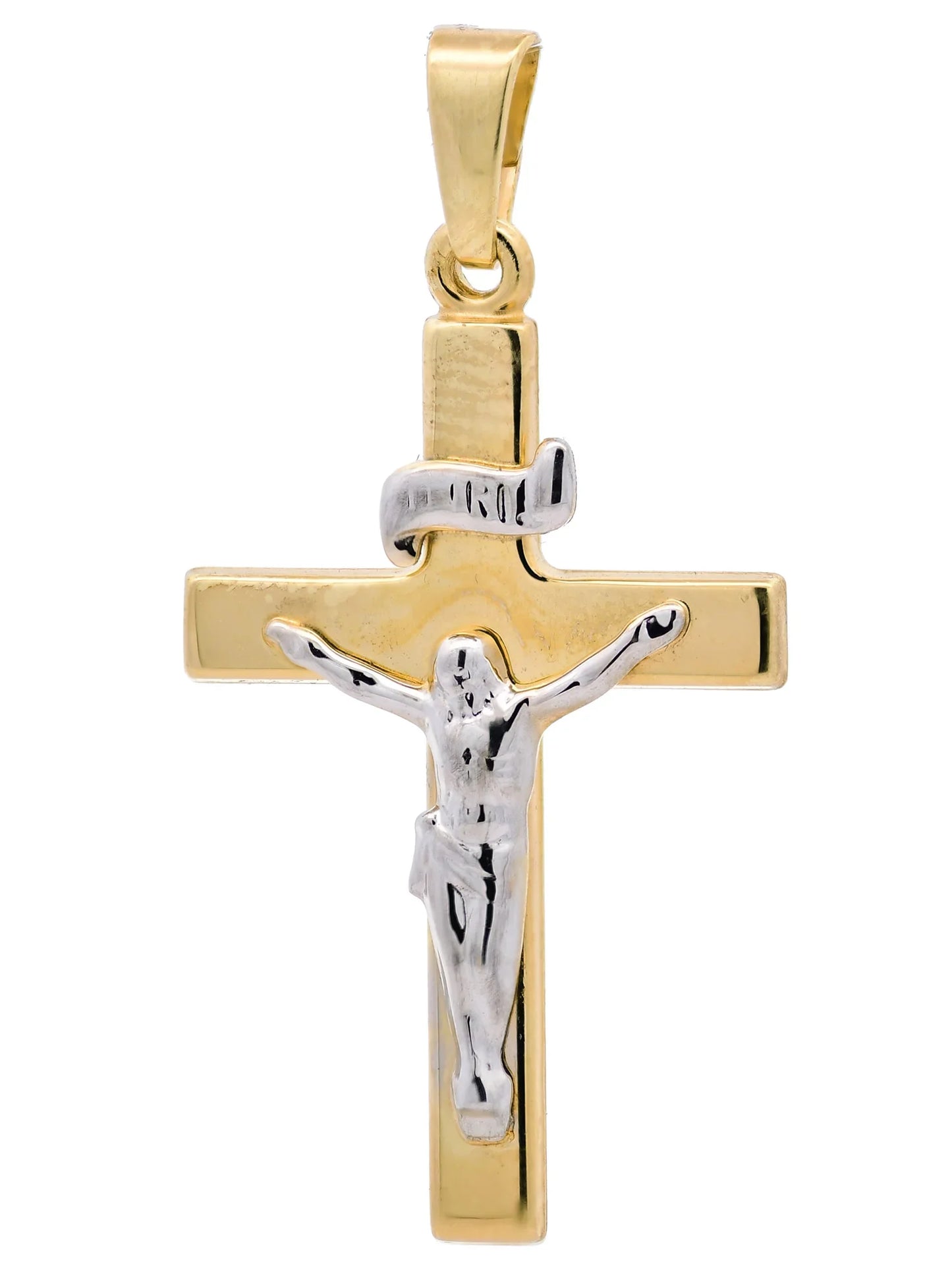Anhänger Kreuz Korpus   333 Gold  mit vergoldeter Silberkette