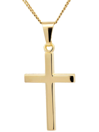 Anhänger Kreuz   333-8 Karat Gold mit vergoldeter Silberkette