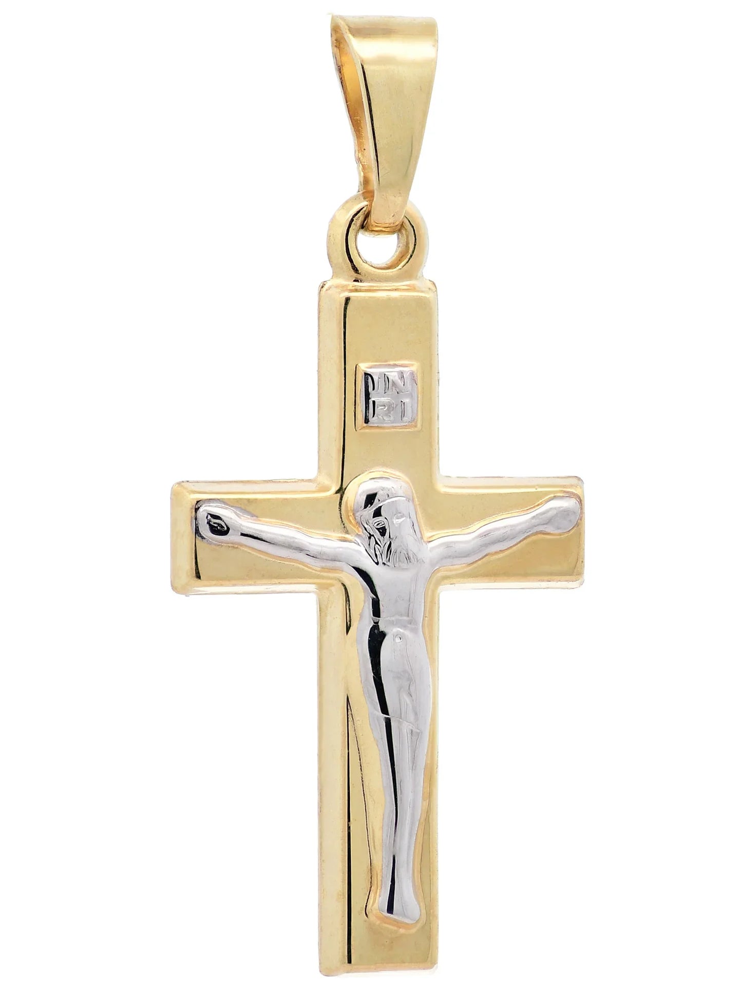 Anhänger Kreuz Korpus   333 Gold  mit vergoldeter Silberkette