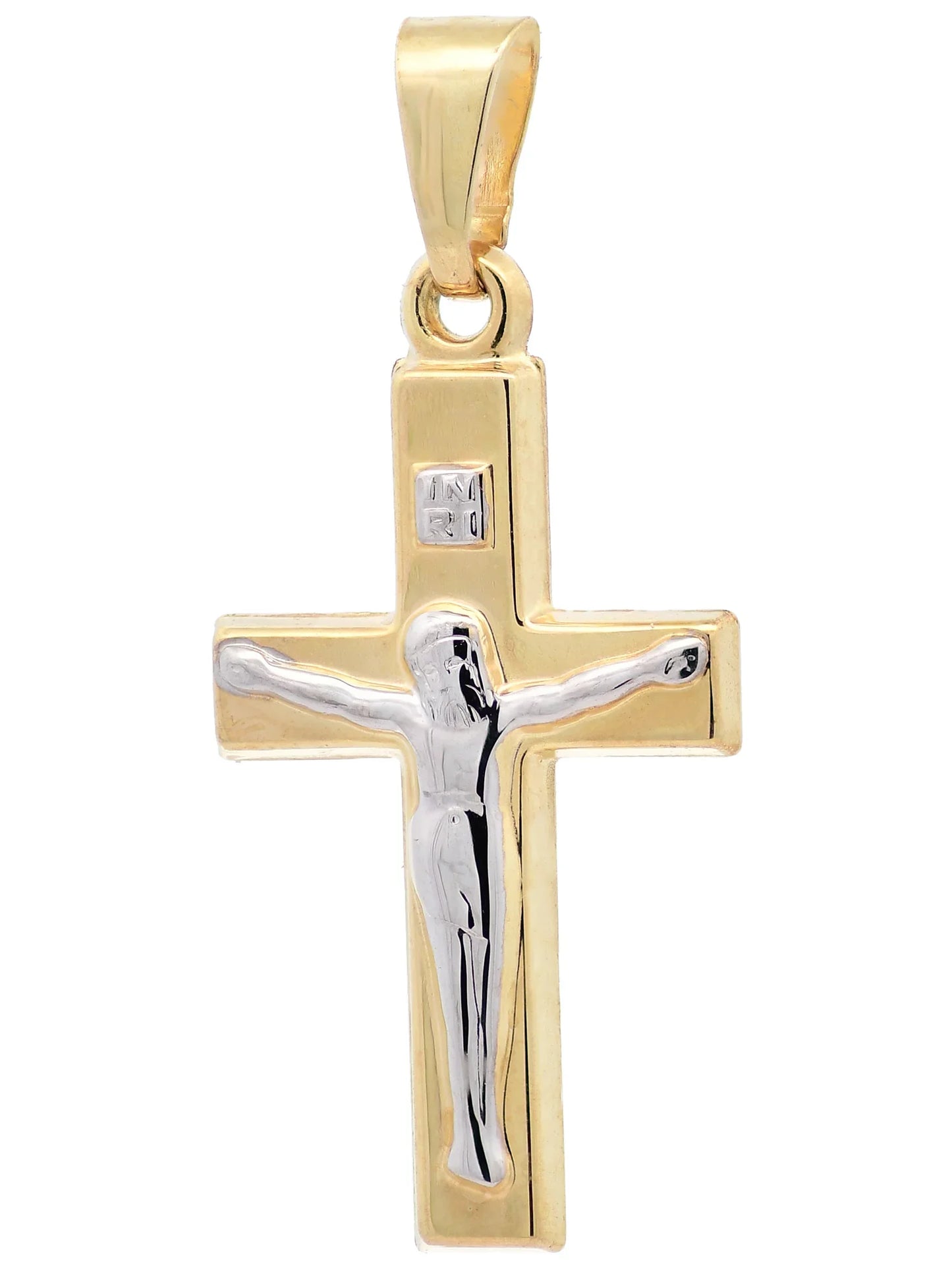 Anhänger Kreuz Korpus   333 Gold  mit vergoldeter Silberkette