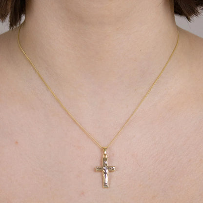 Anhänger Kreuz Korpus   333 Gold  mit vergoldeter Silberkette