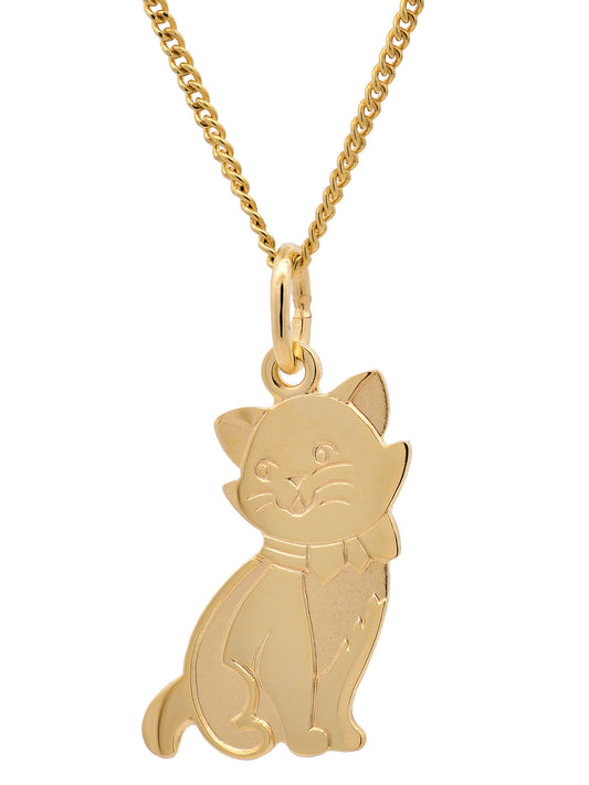 Anhänger Katze   333-8 Karat Gold mit vergoldeter Silberkette