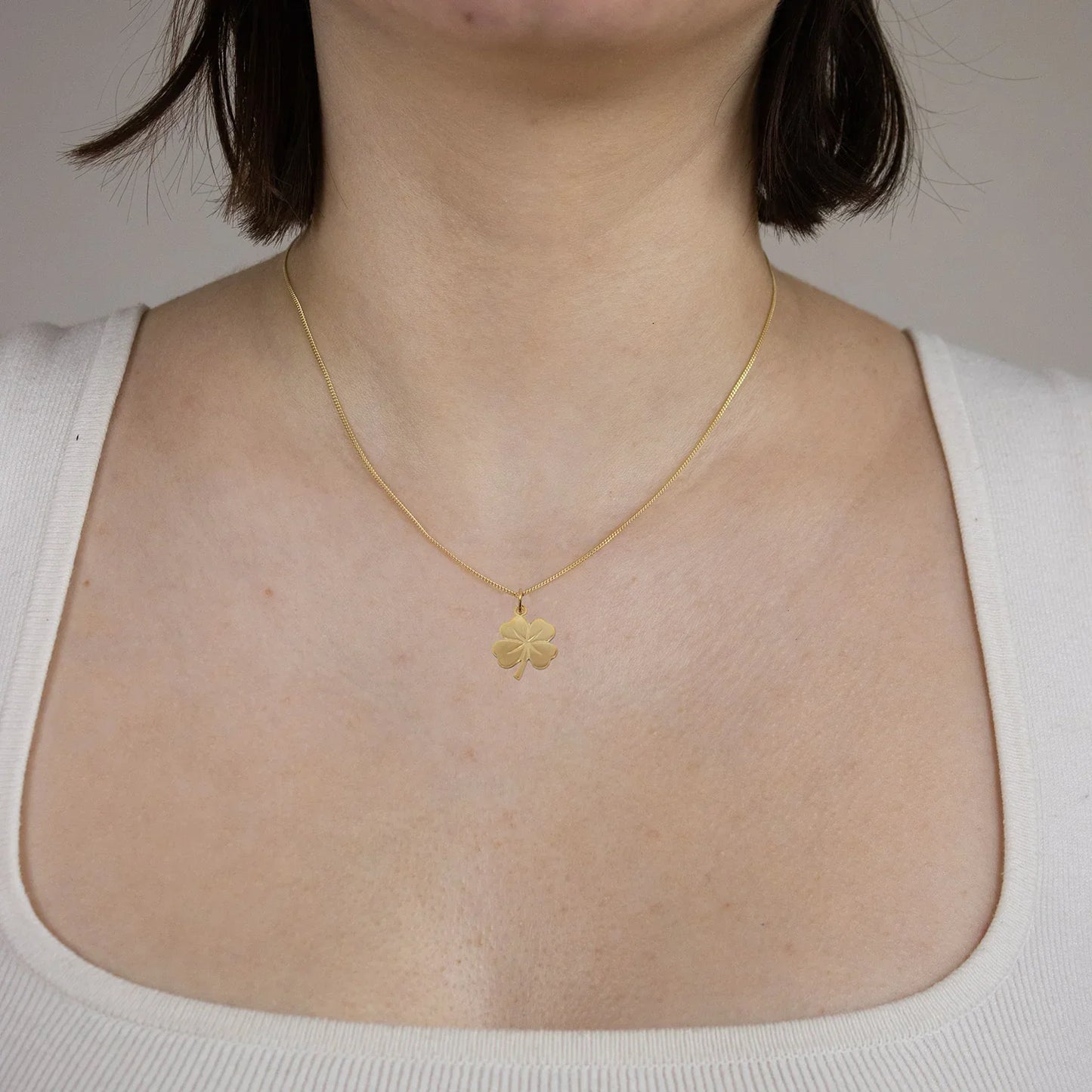 Gold Anhänger Kleeblatt  mit Goldkette massiv 333 - 8 Karat Gold