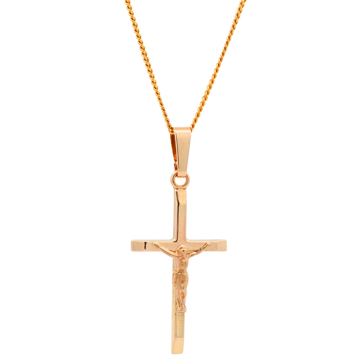 Gold Anhänger Kreuz Korpus mit Goldkette massiv 585 - 14 Karat Gold