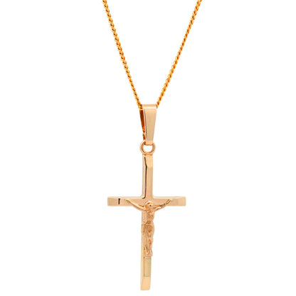 Gold Anhänger Kreuz Korpus mit Goldkette massiv 585 - 14 Karat Gold