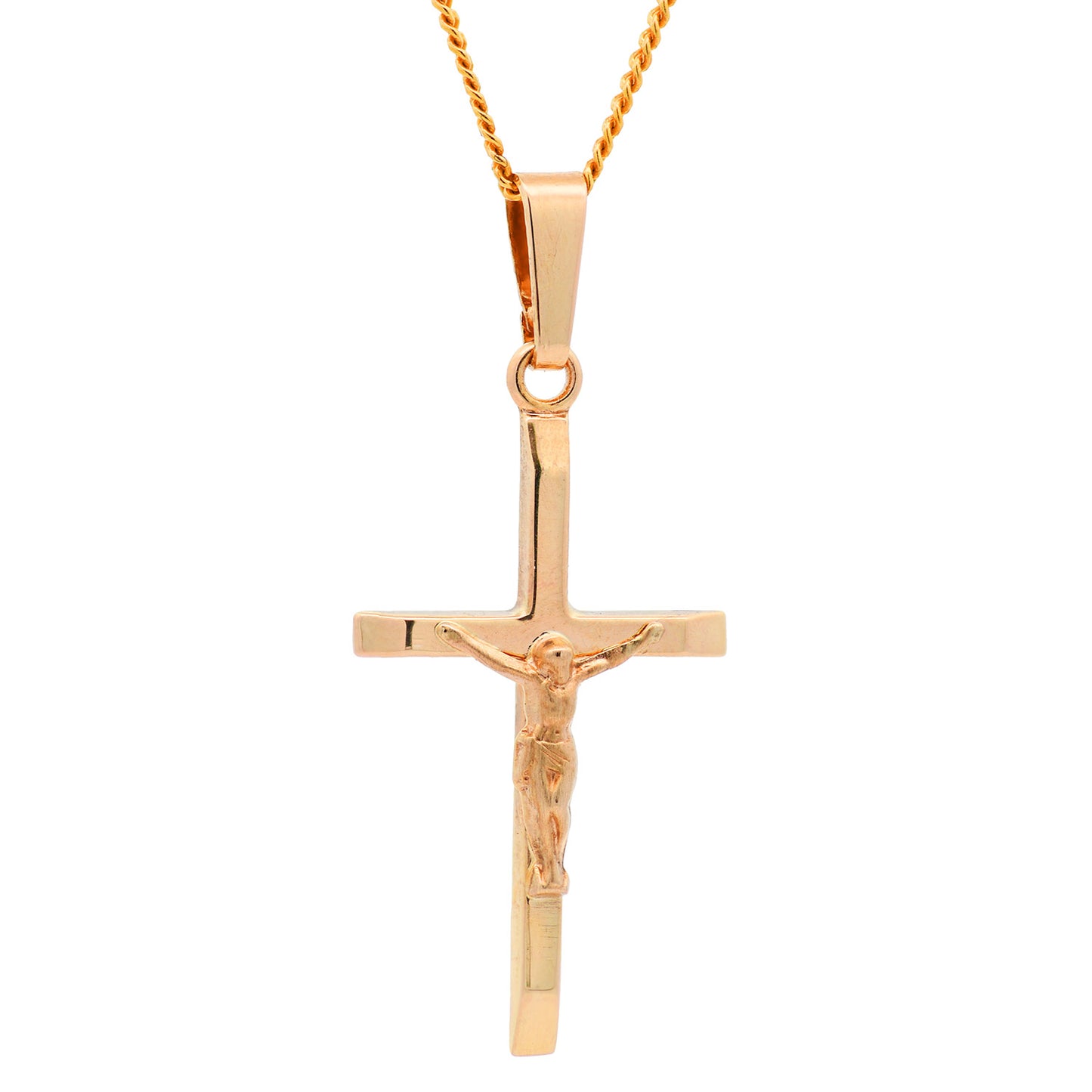 Gold Anhänger Kreuz Korpus mit Goldkette massiv 585 - 14 Karat Gold