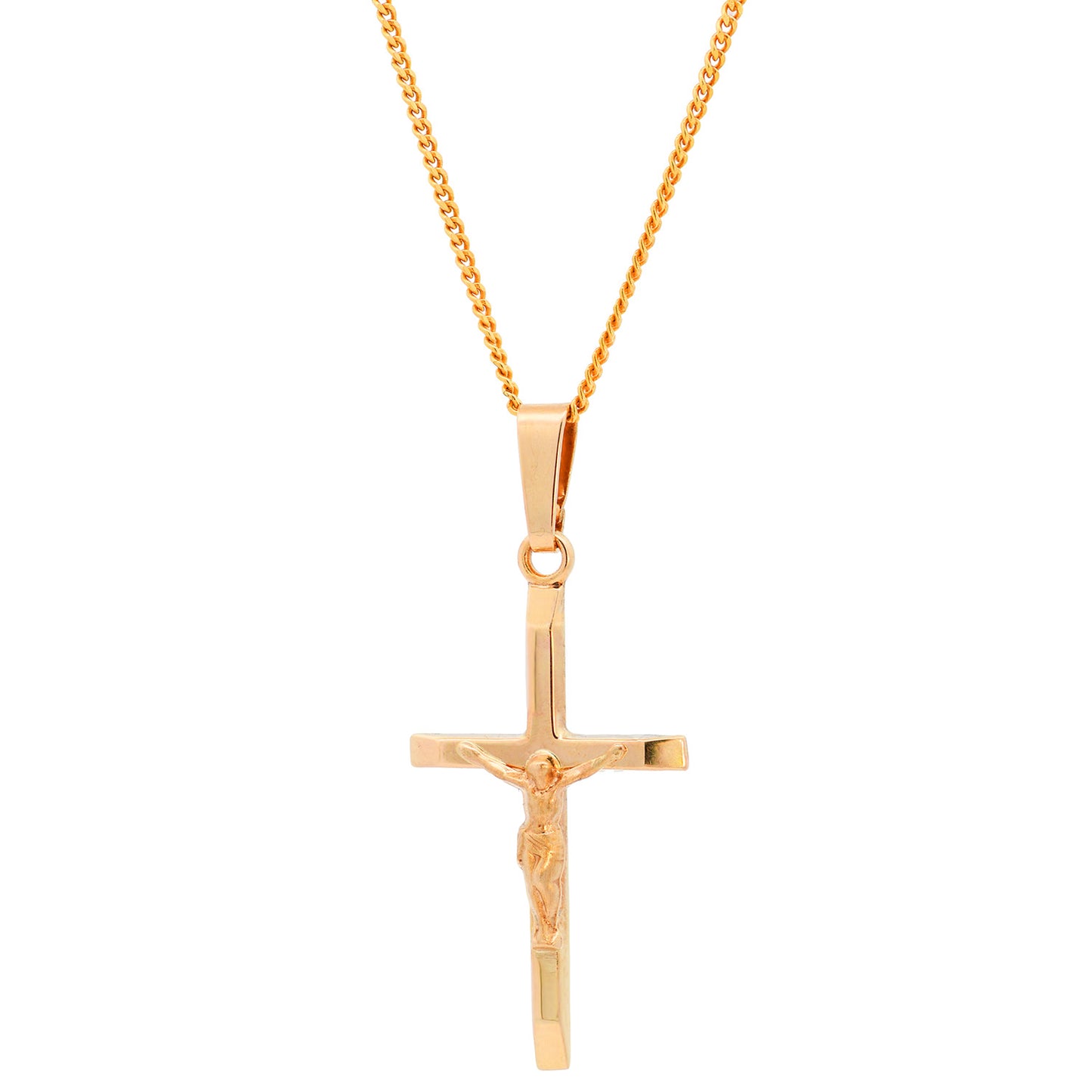 Gold Anhänger Kreuz Korpus mit Goldkette massiv 585 - 14 Karat Gold