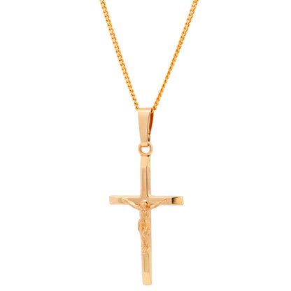 Gold Anhänger Kreuz Korpus mit Goldkette massiv 585 - 14 Karat Gold