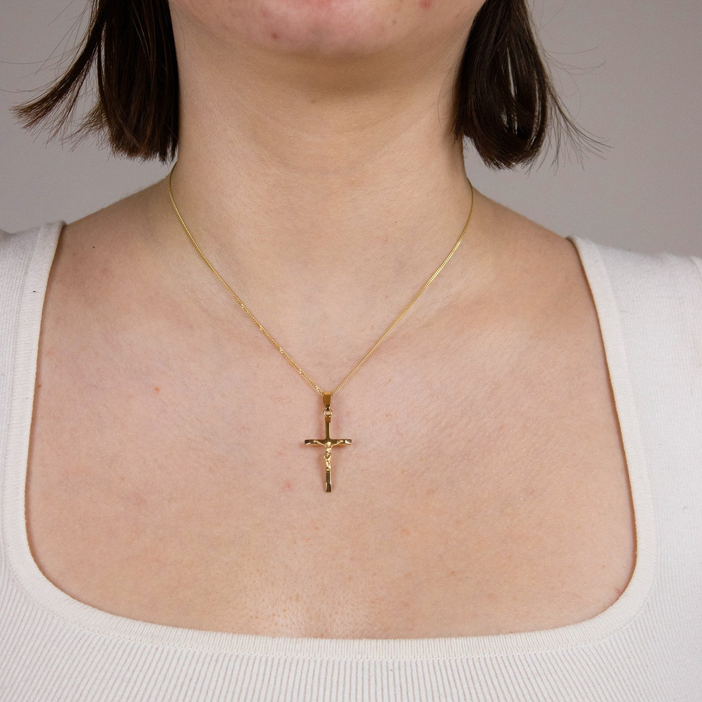 Gold Anhänger Kreuz Korpus mit Goldkette massiv 585 - 14 Karat Gold