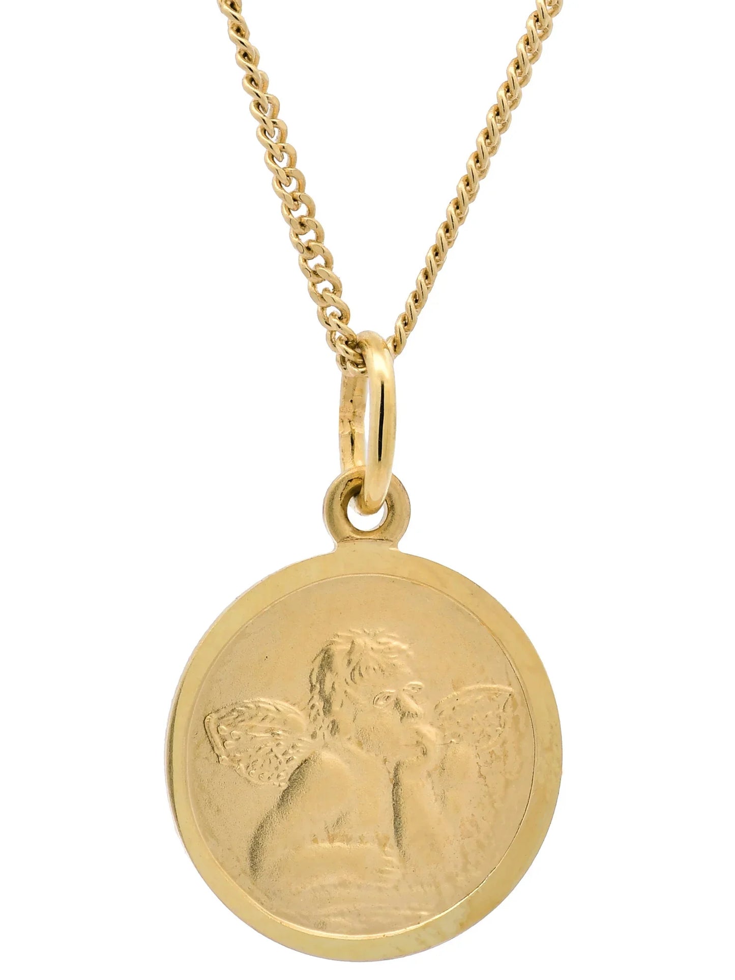 Gold Anhänger Medaille Amor  mit Goldkette massiv 333 - 8 Karat Gold