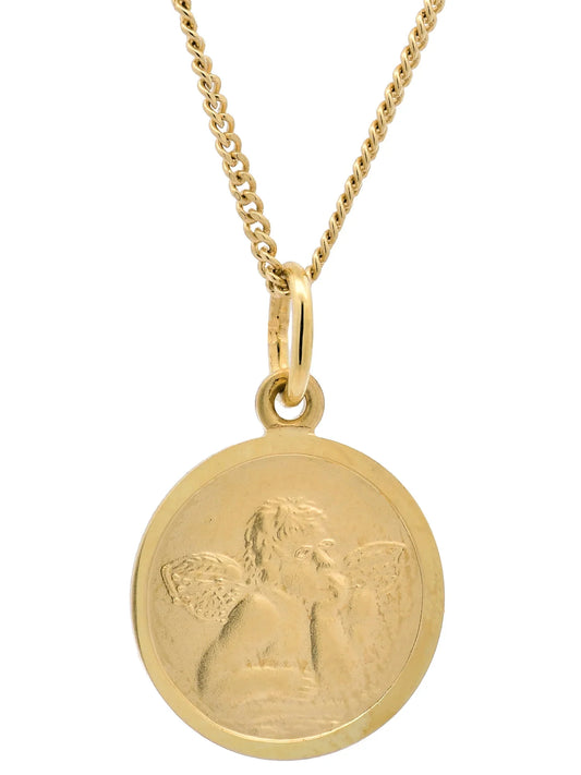Gold Anhänger Medaille Amor  mit Goldkette massiv 333 - 8 Karat Gold