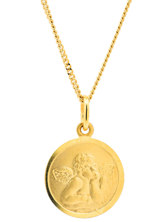 Anhänger Medaille Amor   333-8 Karat Gold mit vergoldeter Silberkette