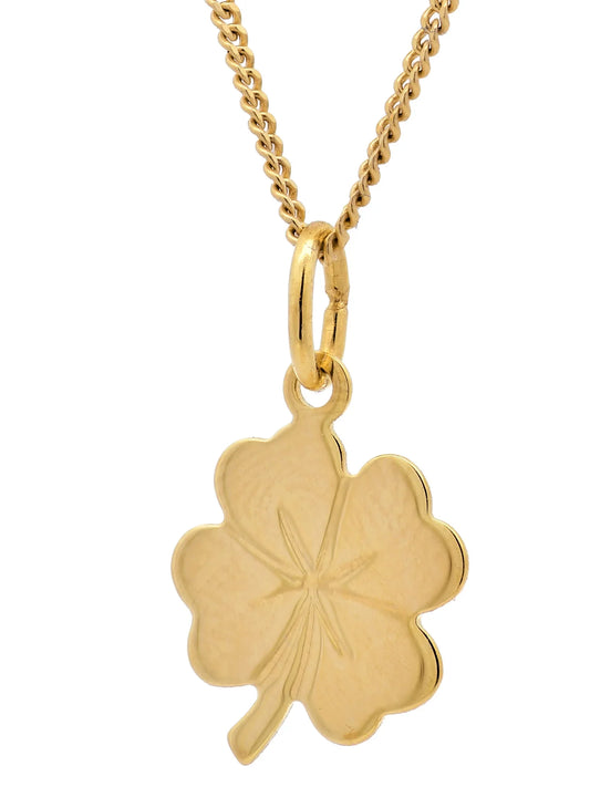 Gold Anhänger Kleeblatt  mit Goldkette massiv 333 - 8 Karat Gold