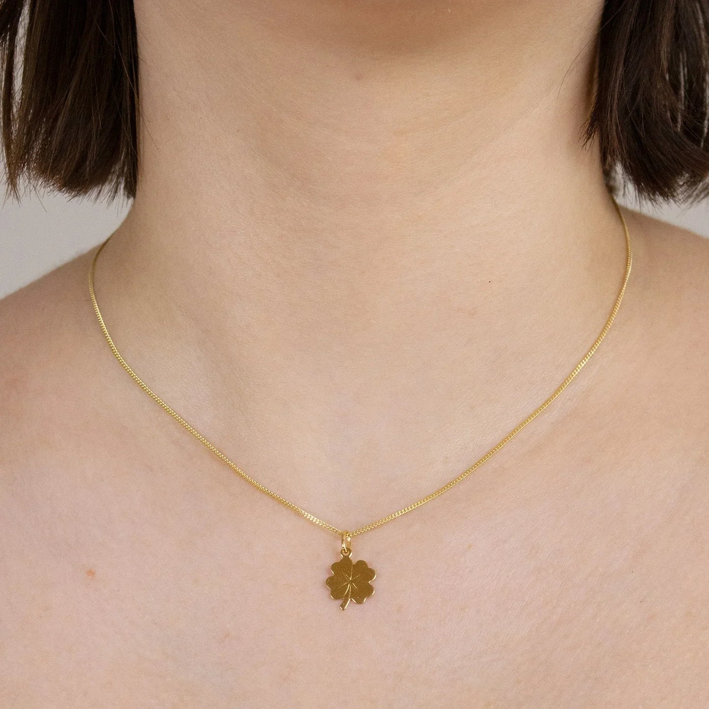 Gold Anhänger Kleeblatt  mit Goldkette massiv 333 - 8 Karat Gold