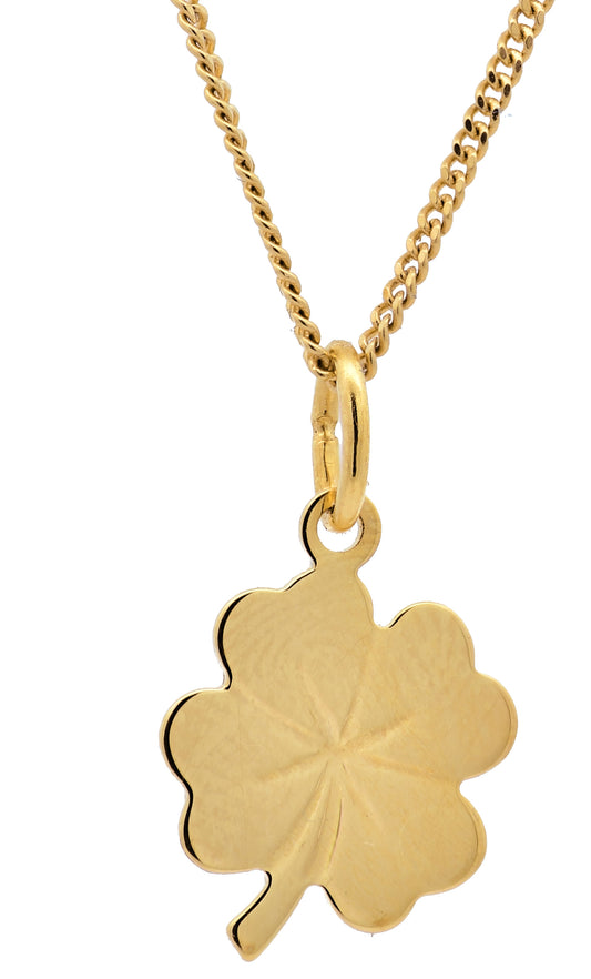 Anhänger Kleeblatt   333-8 Karat Gold mit vergoldeter Silberkette