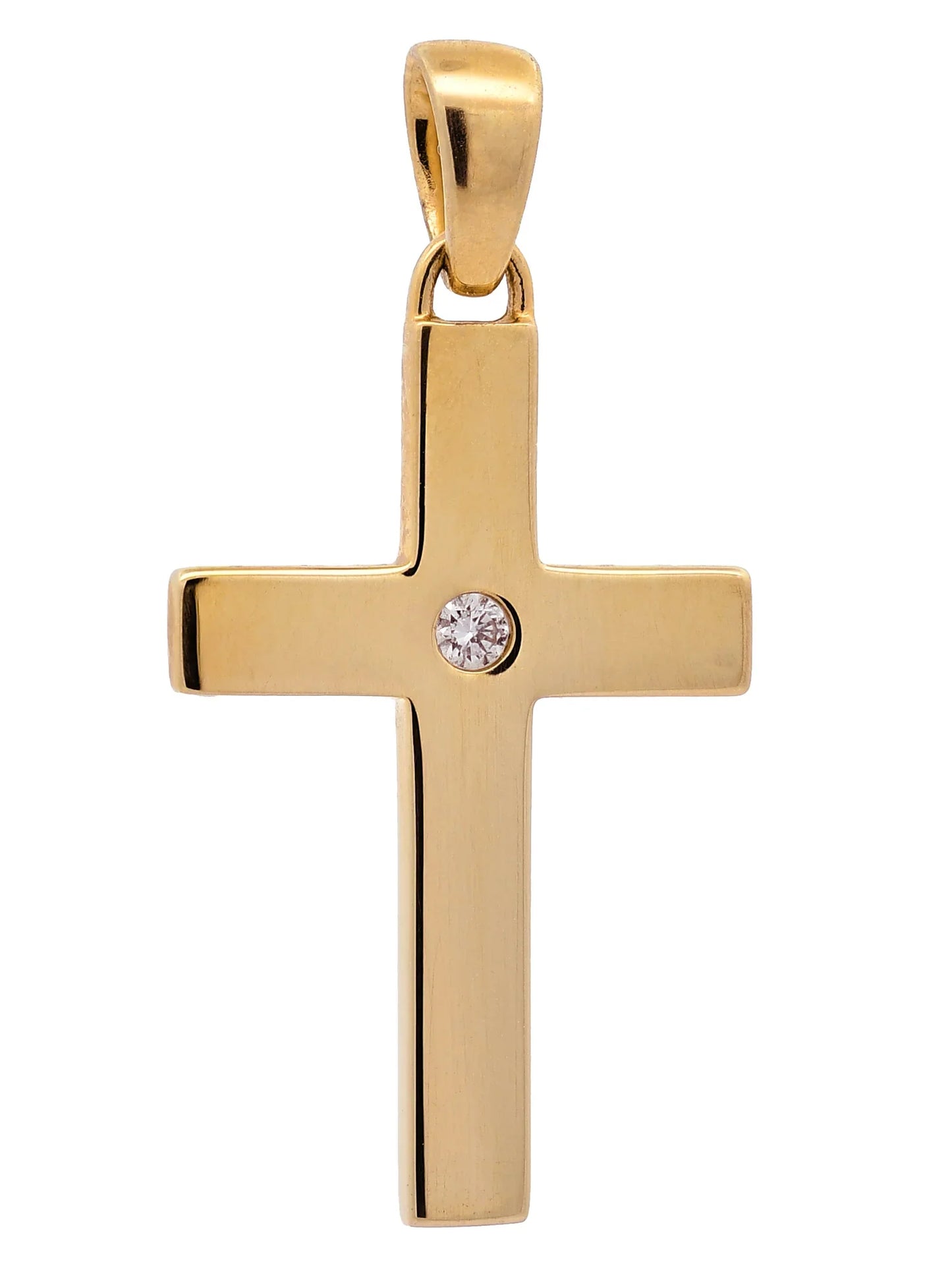 Kettenanhänger Gold Anhänger Kreuz Brillantmassiv 585 - 14 Karat Gold