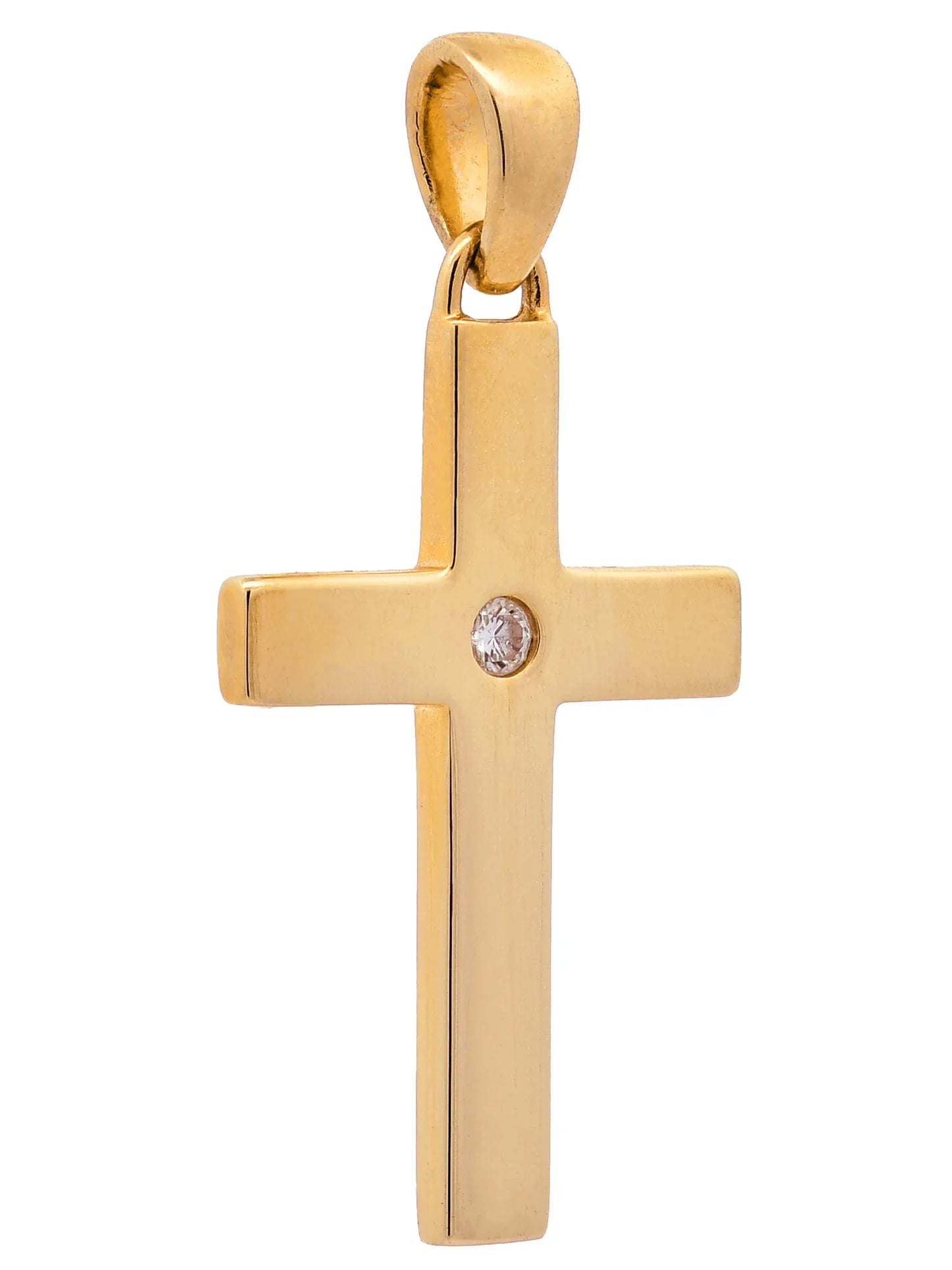 Gold Anhänger Kreuz Brillant mit Goldkette massiv 585 - 14 Karat Gold
